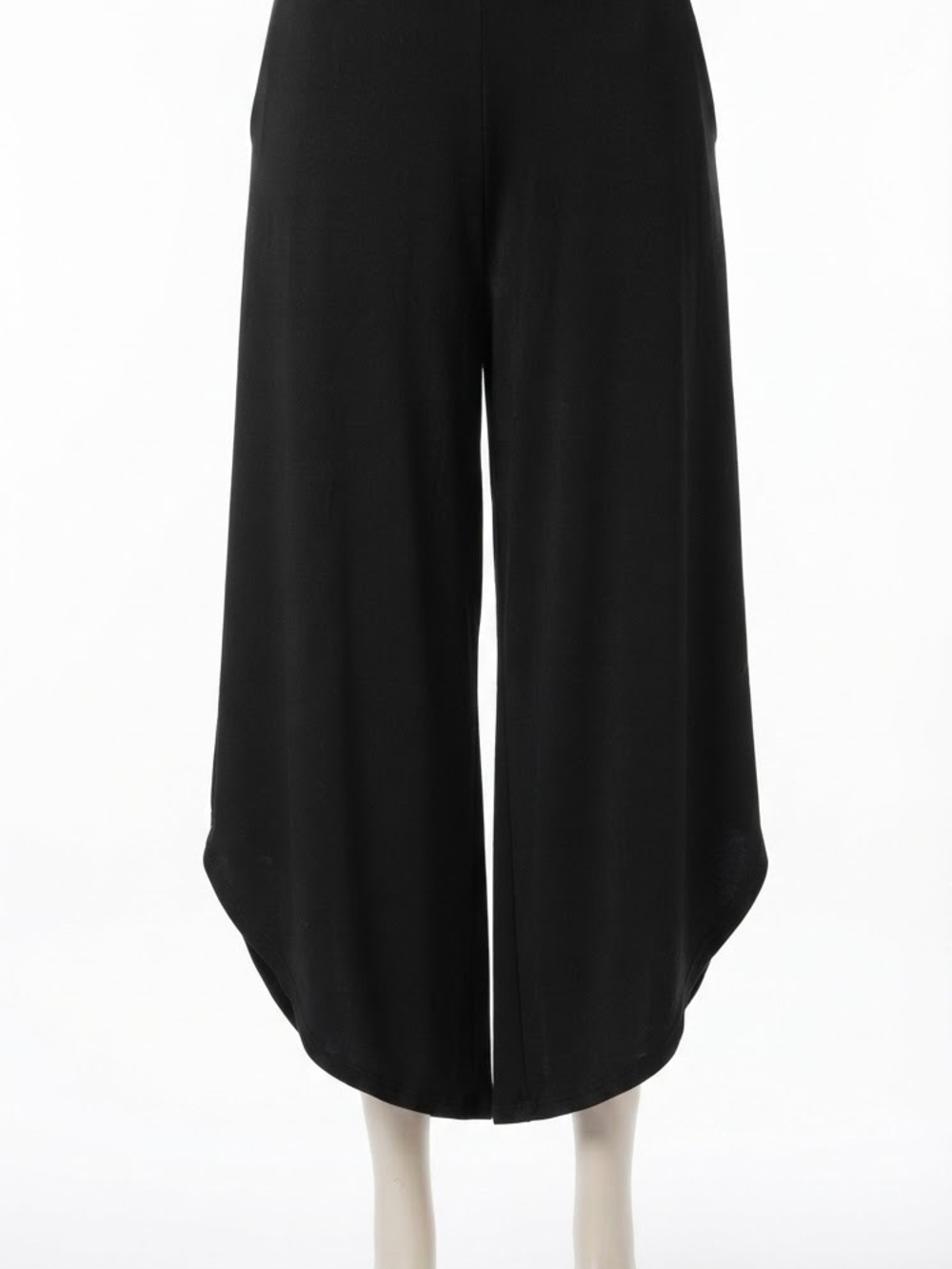 Women's Black Wide Leg Culottes High Waist Flowy Lounge Pants with Pockets